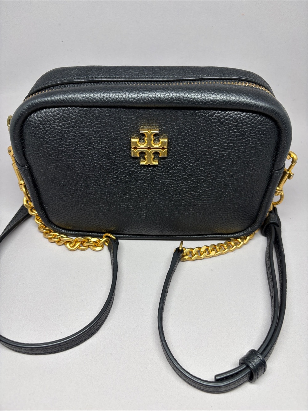 Tory Burch Kira Black Pebbled Leather Crossbody with Gold Hardware - Picture 1 of 8